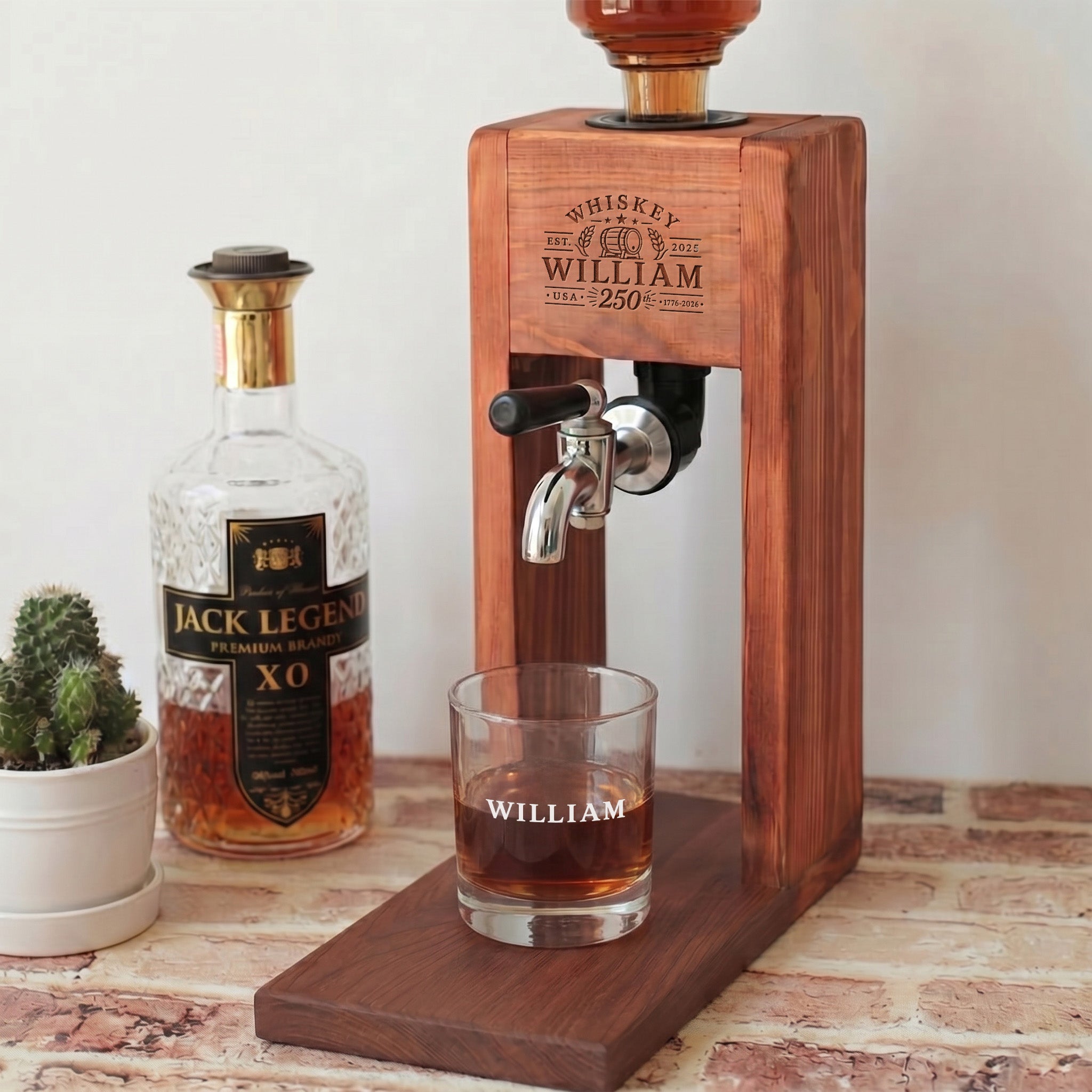 Custom Liquor Dispenser – USA 250th Anniversary 1776-2026 – Personalized with Your Name & Est. Year – Home Bar Essential | USA 250th Anniversary Gift