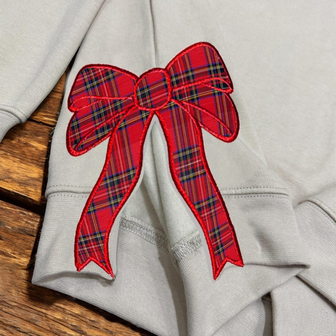 Custom Gigi Side Bow Applique Christmas Sweatshirt Embroidered For Grandma And Kids