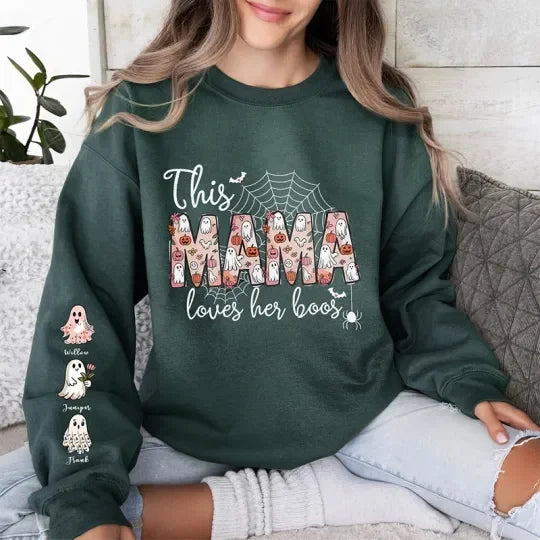 Custom Halloween Spider Mama Sweatshirt Wears Her Heart on Her Sleeve