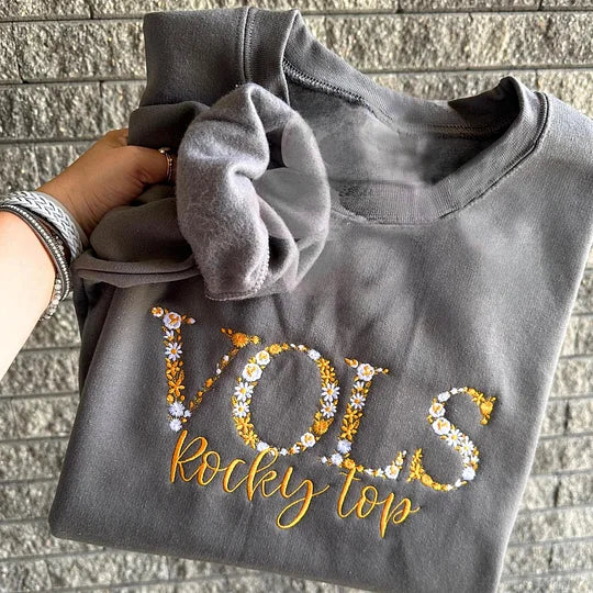 Custom Floral College Team Embroidered Sweatshirt