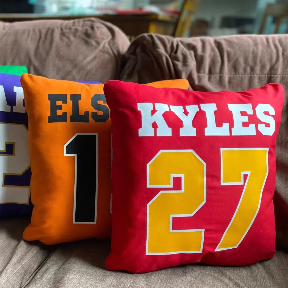 Personalized Team Pillow - Sports Name Number Athlete Bedding Room Decor For Students Senior