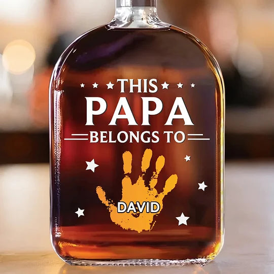 This Papa Is Powered By Love - Family Personalized Custom Whiskey Bottle - Father's Day, Gift For Dad, Grandpa