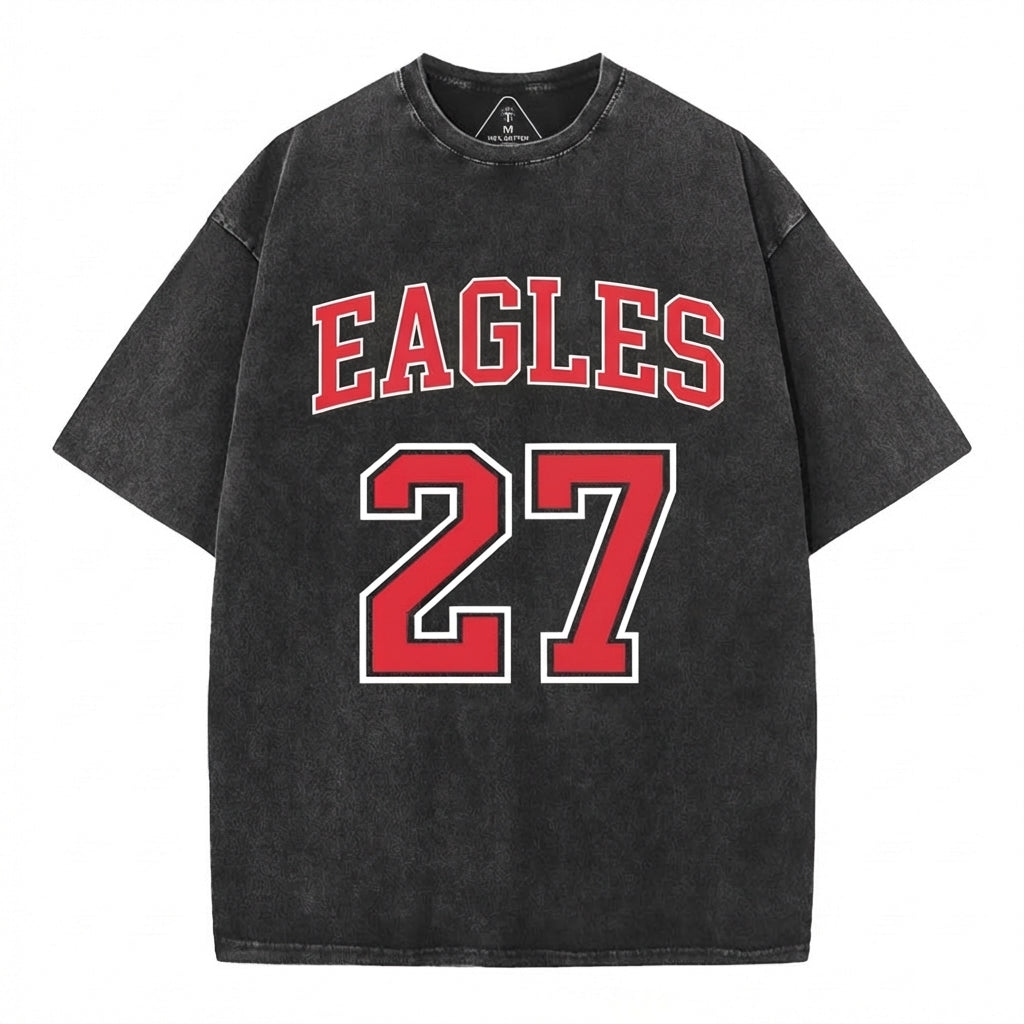 Custom Sports Number Vintage Washed T-shirt – Personalized Team Jersey Style Tee