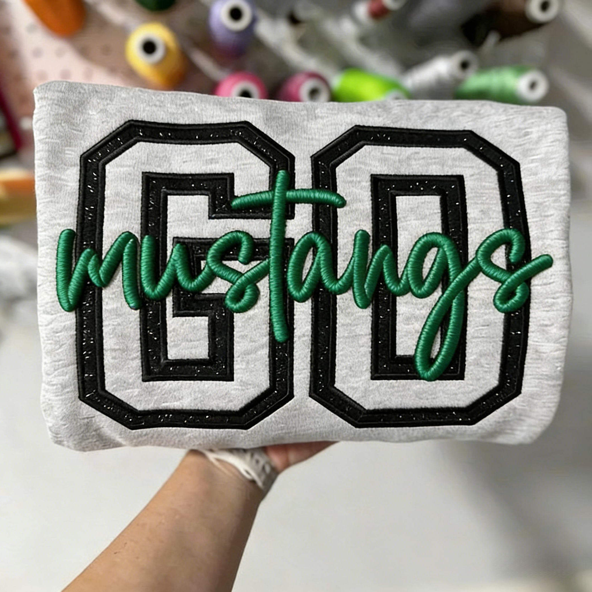 Personalized Glitter Mascot Embroidered Sweatshirt Go Sport Team Sweatshirt | Gifts for Sports Mom