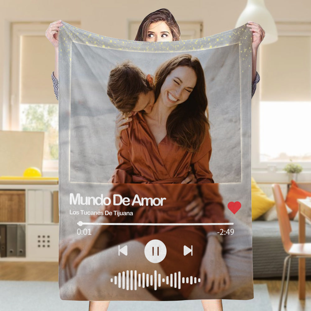 Custom Music Photo Starlight Blanket with Your Favorite Image | Couple Anniversary Gift