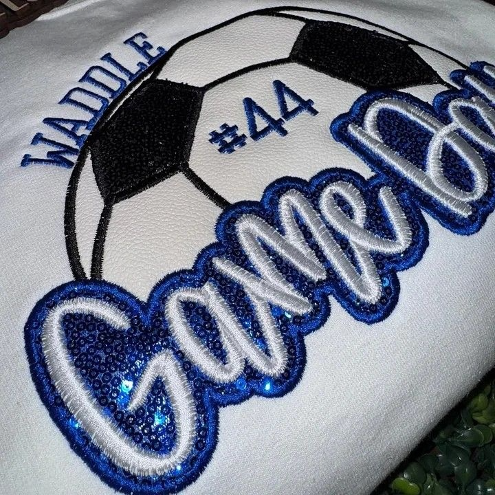 Personalized Soccer Game Day Sweatshirt Sequin Soccer Game Day with Side Bow Embroidered Hoodie
