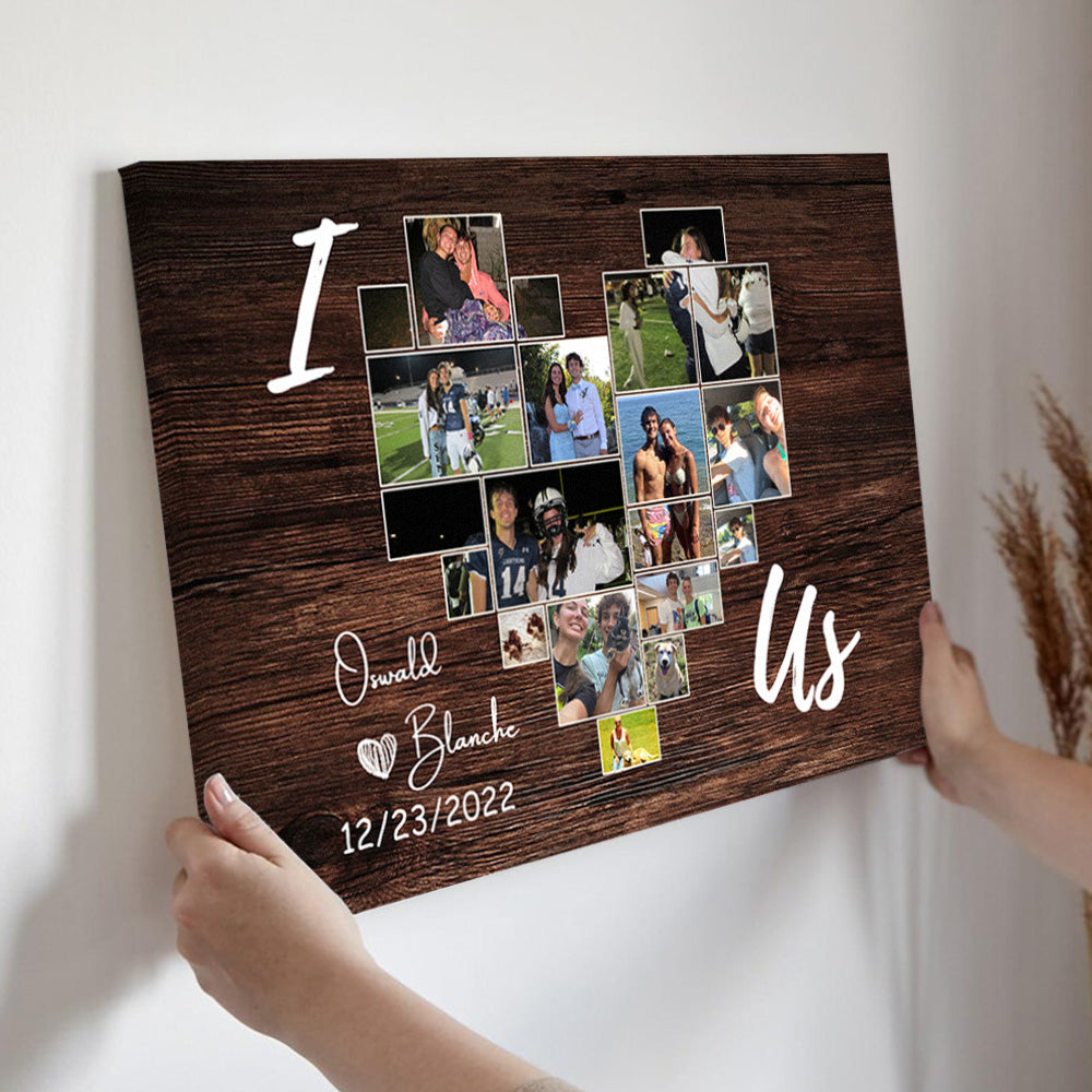 I Heart You Photo Collage Custom Canvas For Couples | Valentine's Day Gift | Couple Anniversary Gift