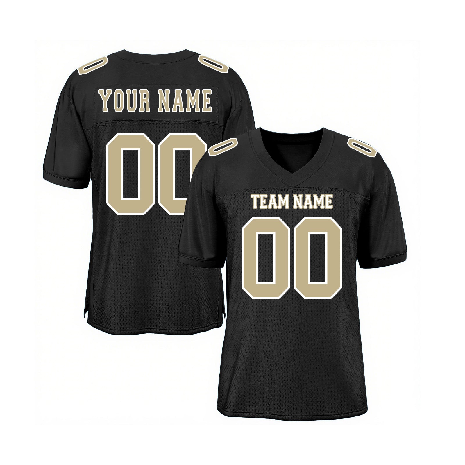Custom Black Vegas Gold-White Mesh Classic Style Authentic Sports Football Jersey