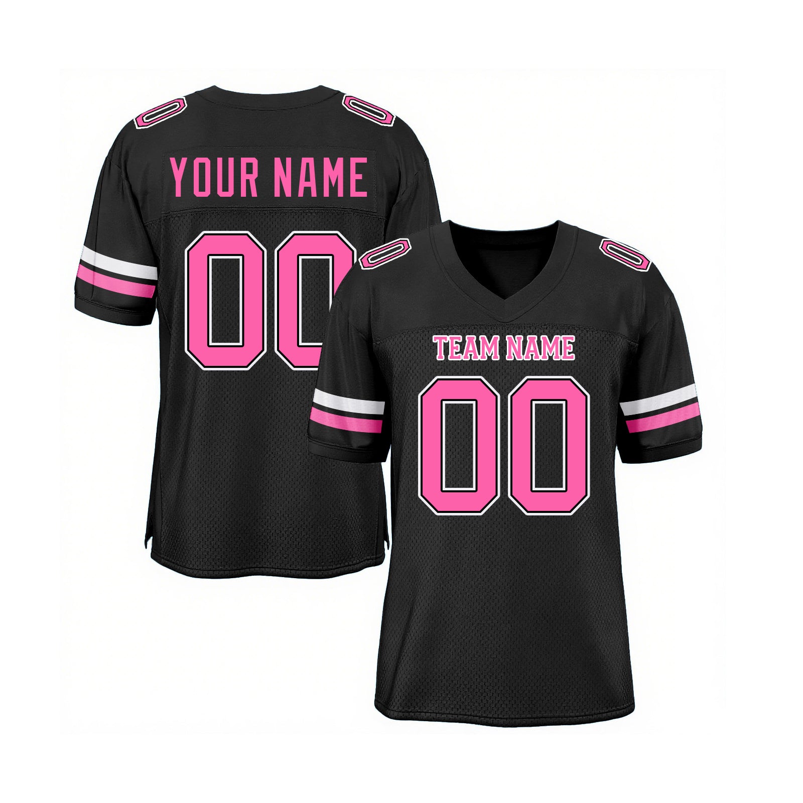Custom Black Pink-White Mesh Classic Style Authentic Sports Football Jersey