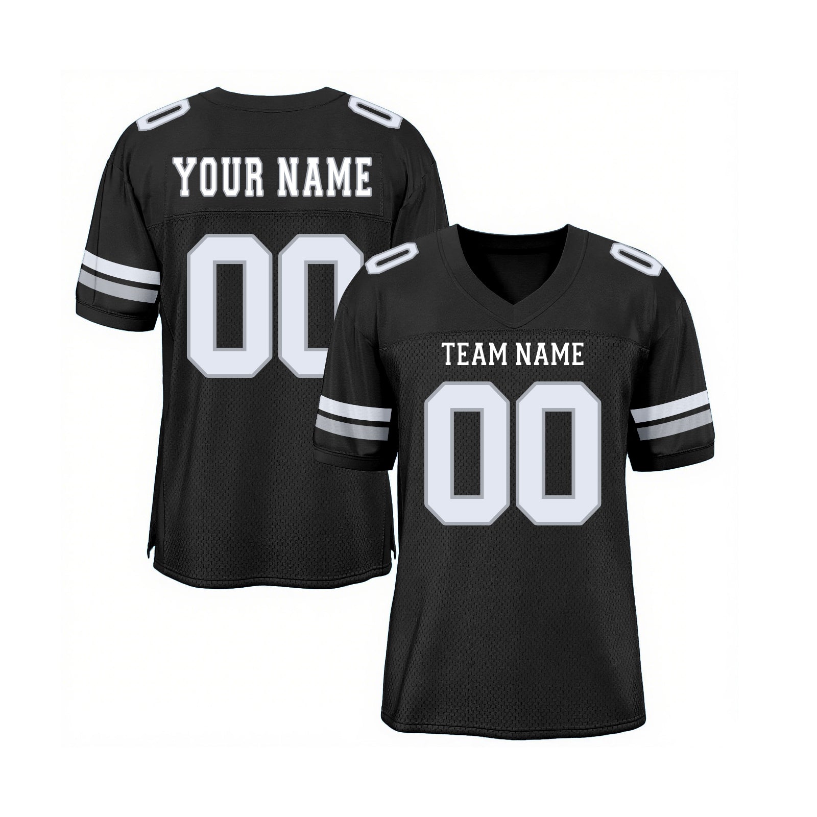 Custom Black White-Silver Mesh Classic Style Authentic Sports Football Jersey