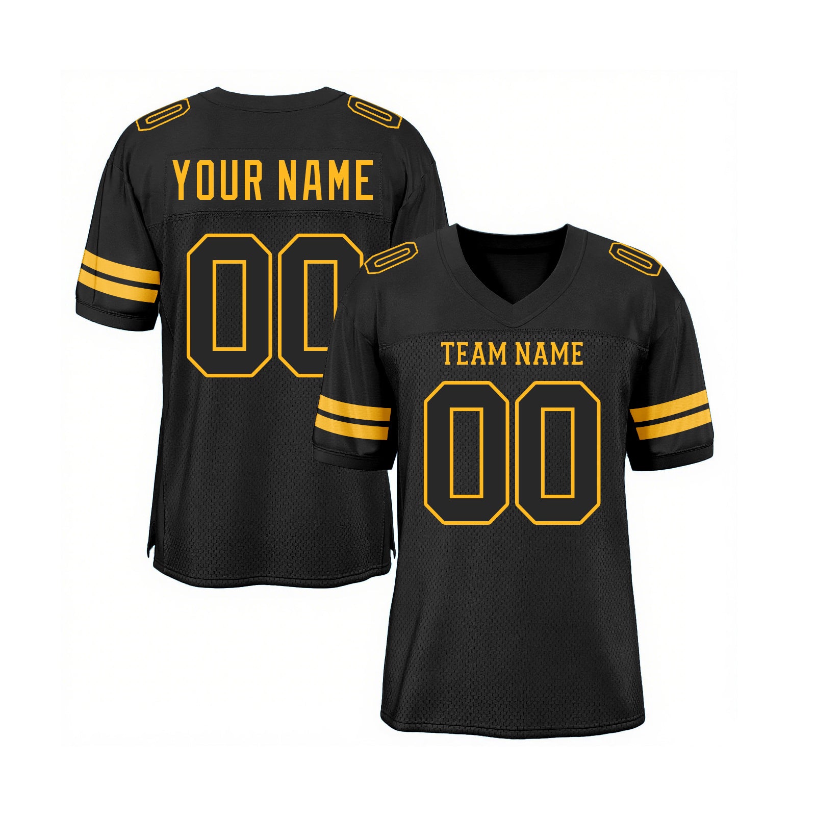 Custom Black Black-Gold Mesh Classic Style Authentic Sports Football Jersey