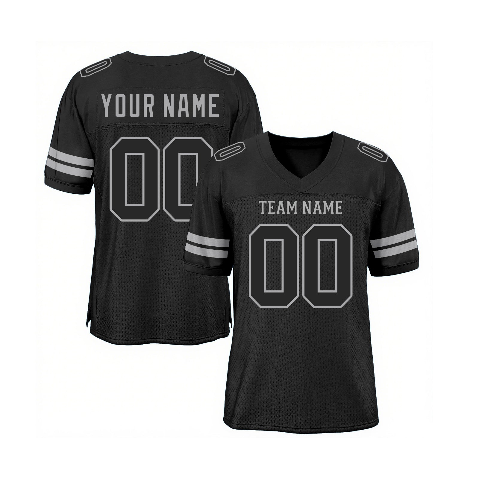 Custom Black Black-Gray Mesh Classic Style Authentic Sports Football Jersey