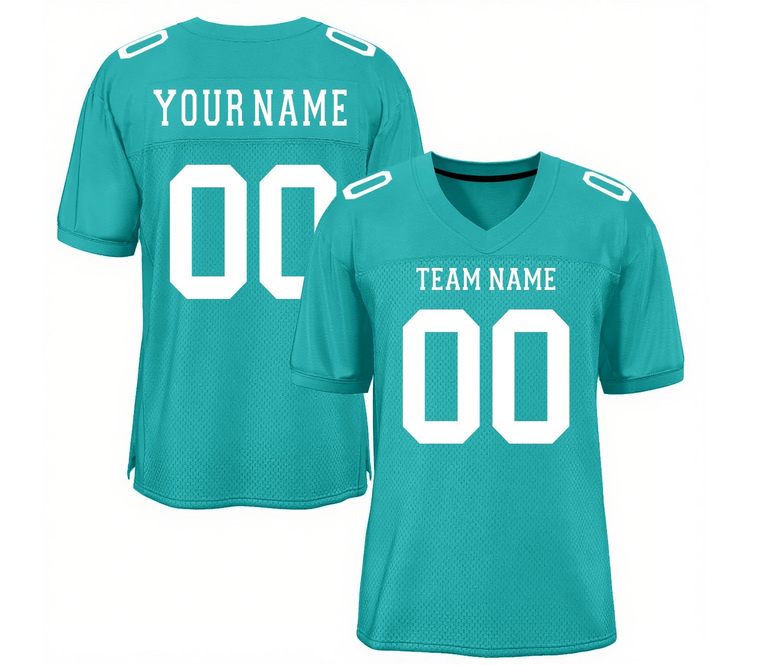 Custom Aqua White Mesh Classic Style Authentic Sports Football Jersey