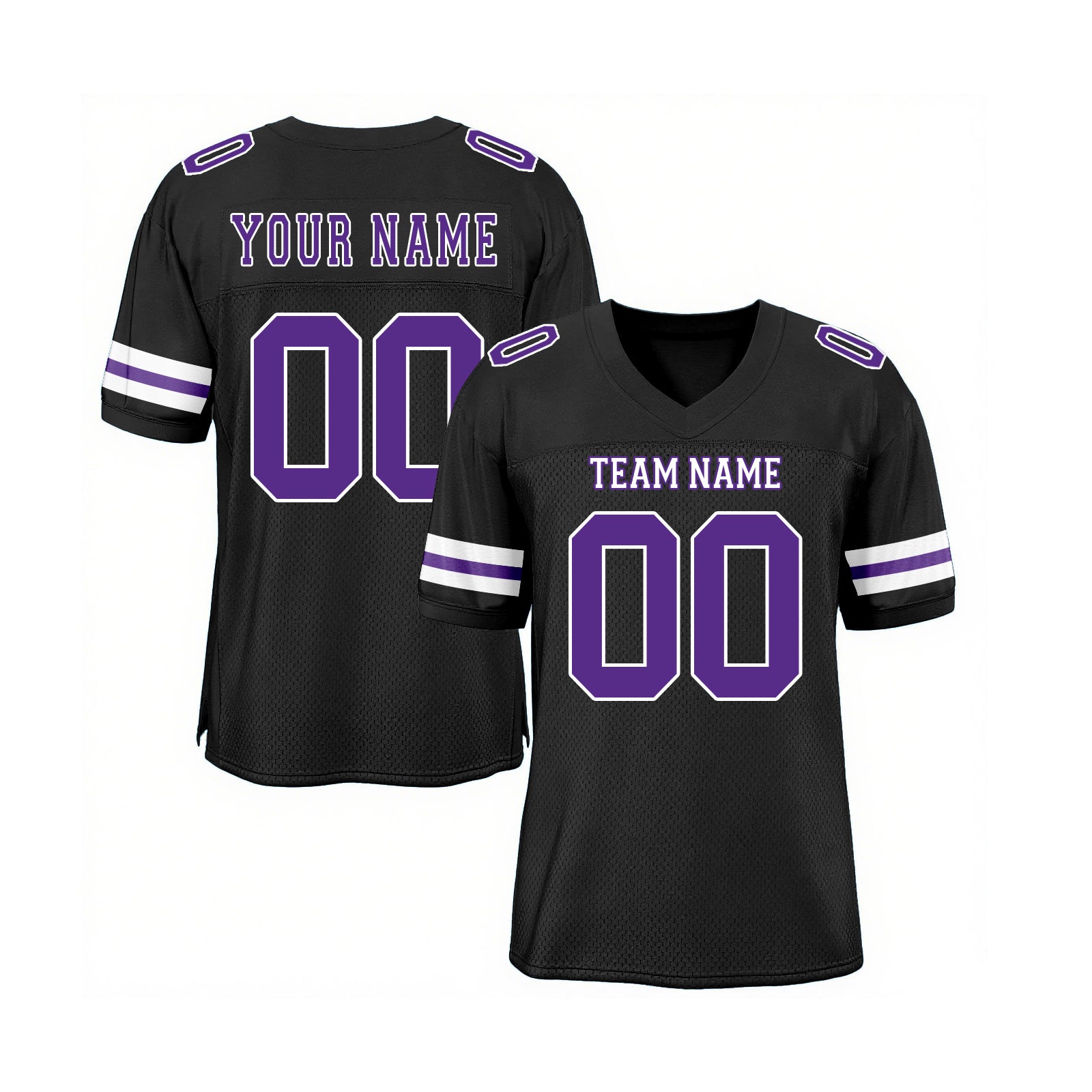 Custom Black Purple-White Mesh Classic Style Authentic Sports Football Jersey