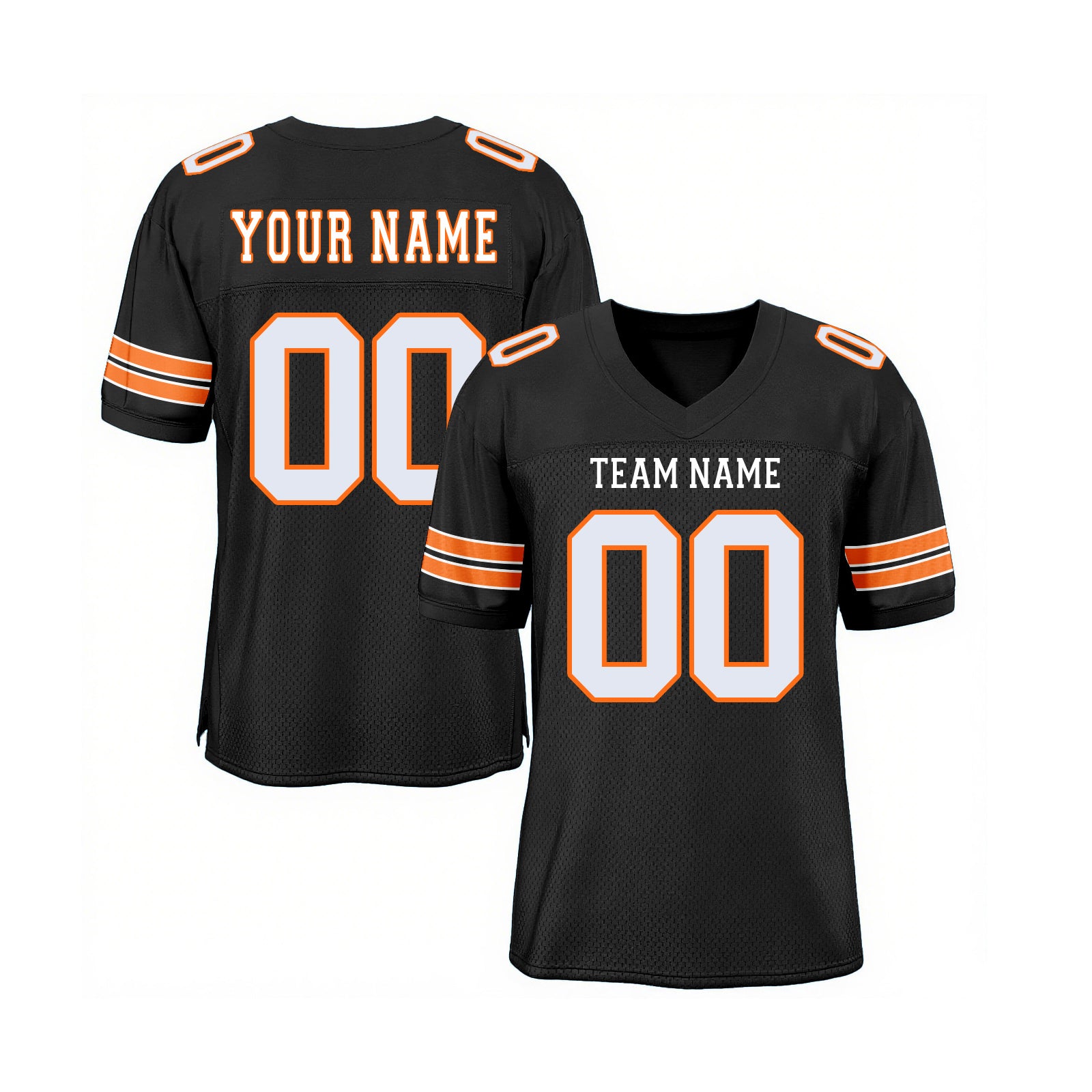 Custom Black White-Orange Mesh Classic Style Authentic Sports Football Jersey