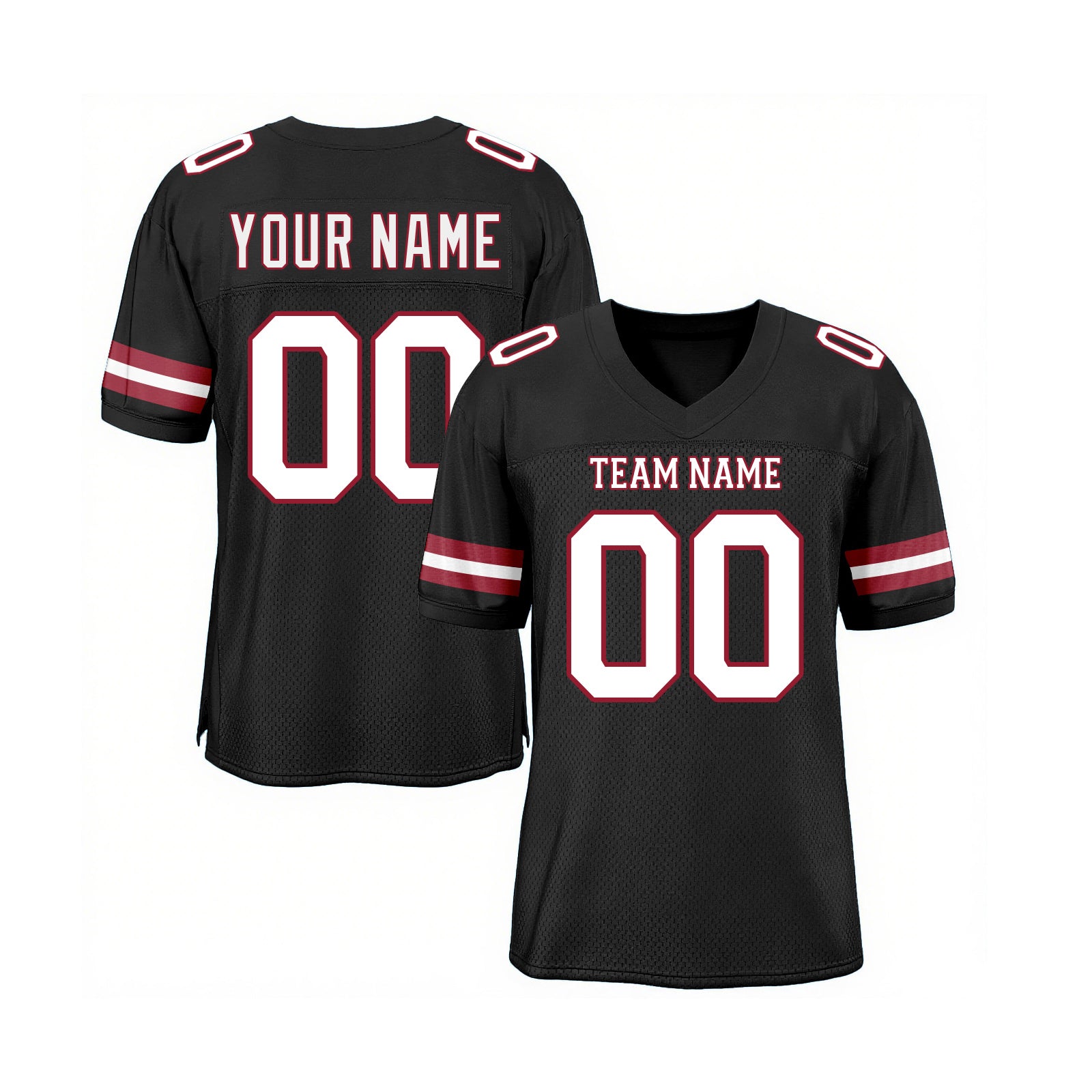 Custom Black White-Cardinal Mesh Classic Style Authentic Sports Football Jersey