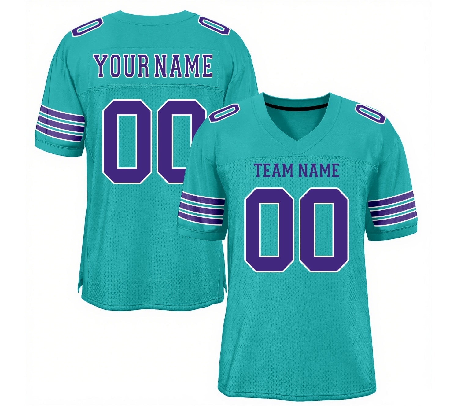 Custom Aqua Purple-White Mesh Classic Style Authentic Sports Football Jersey