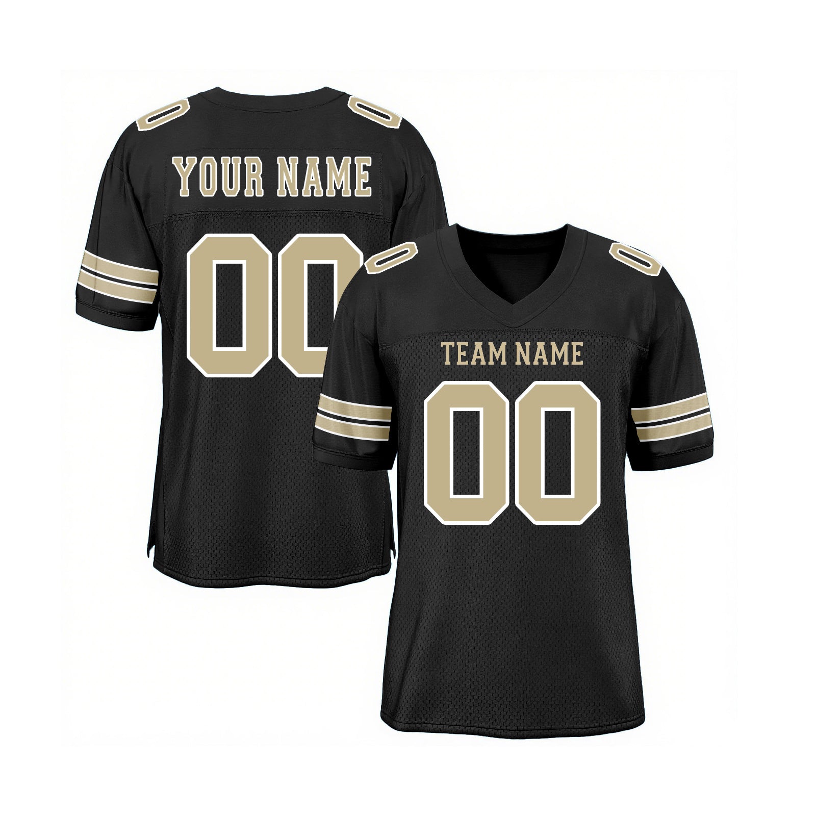 Custom Black Vegas Gold-White Mesh Classic Style Authentic Sports Football Jersey
