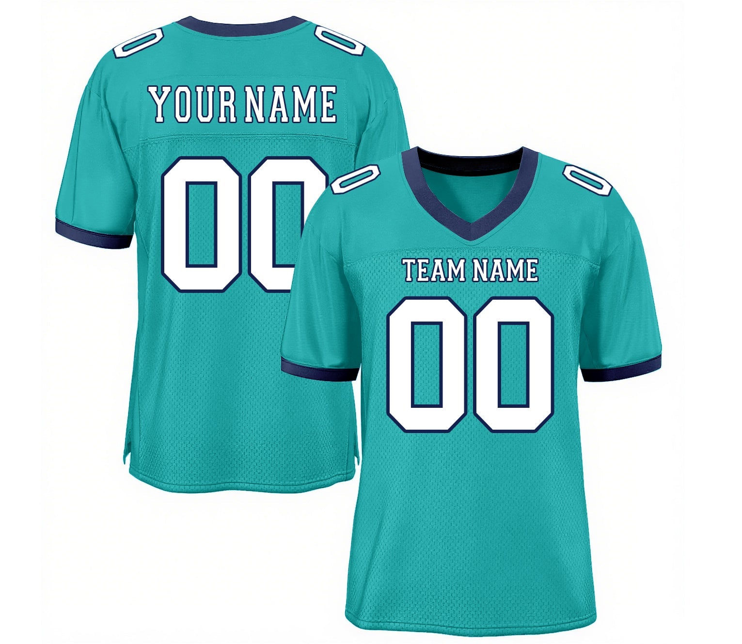 Custom Aqua White-Navy Mesh Classic Style Authentic Sports Football Jersey