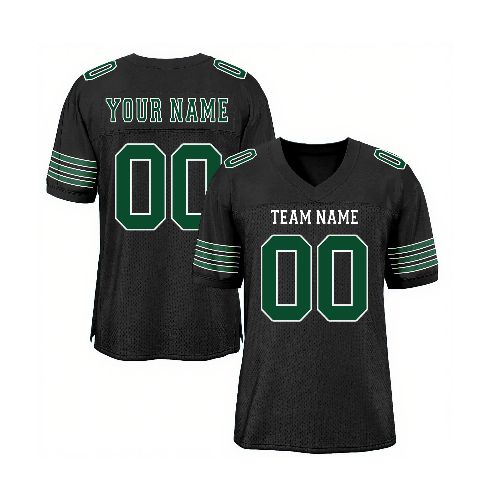 Custom Black Grass Green-White Mesh Classic Style Authentic Sports Football Jersey