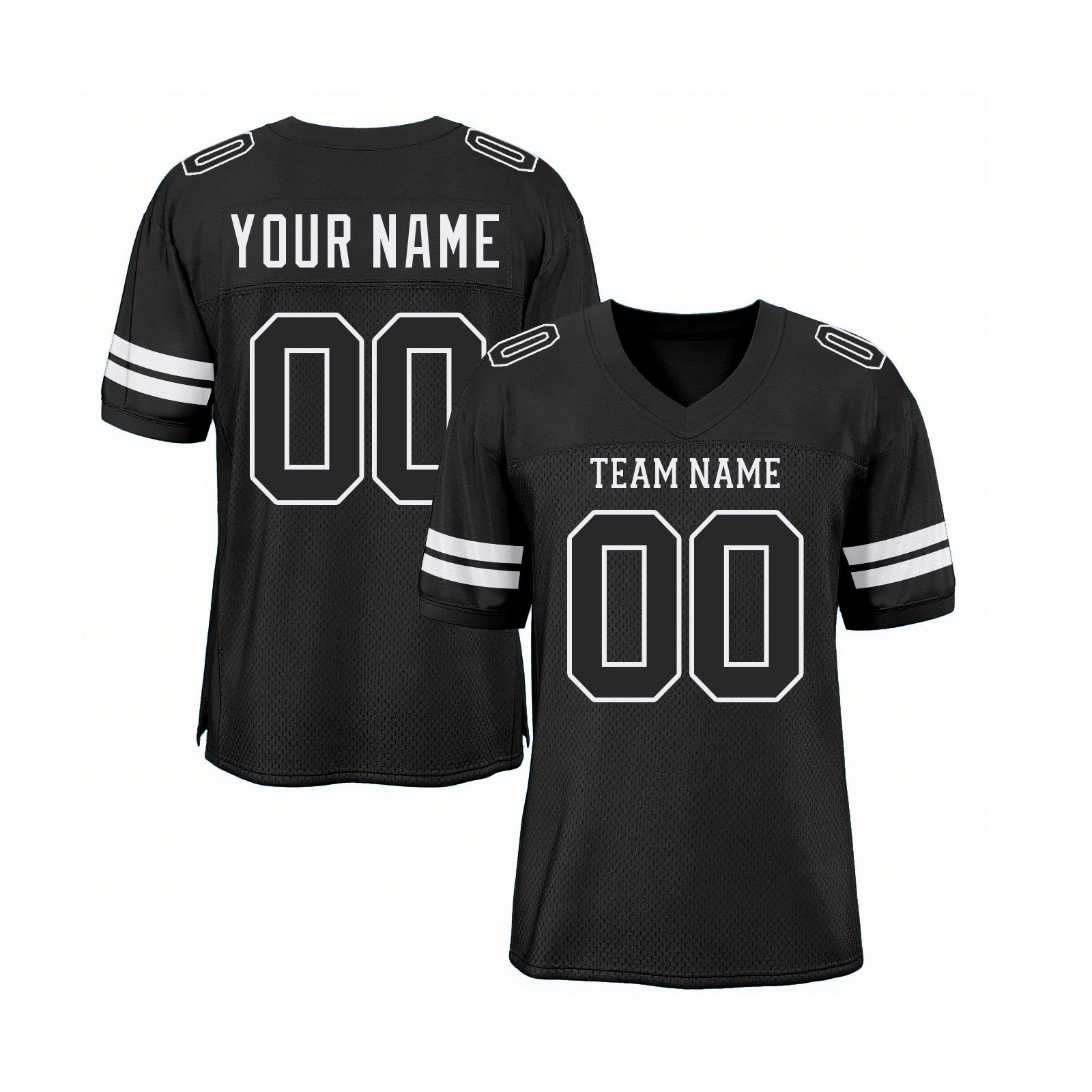 Custom Black Black-White Mesh Classic Style Authentic Sports Football Jersey