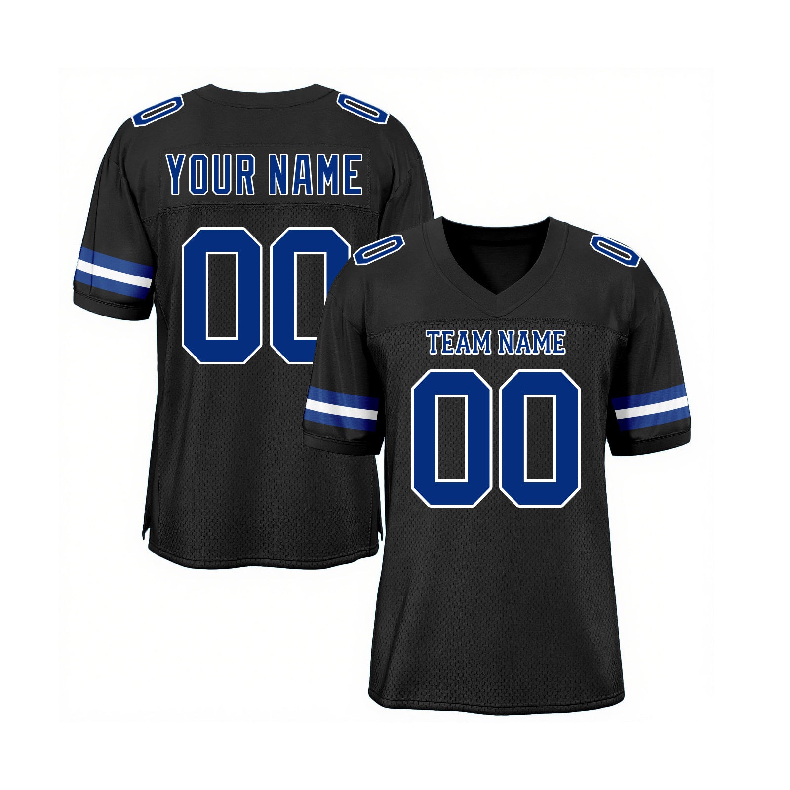 Custom Black Royal-White Mesh Classic Style Authentic Sports Football Jersey