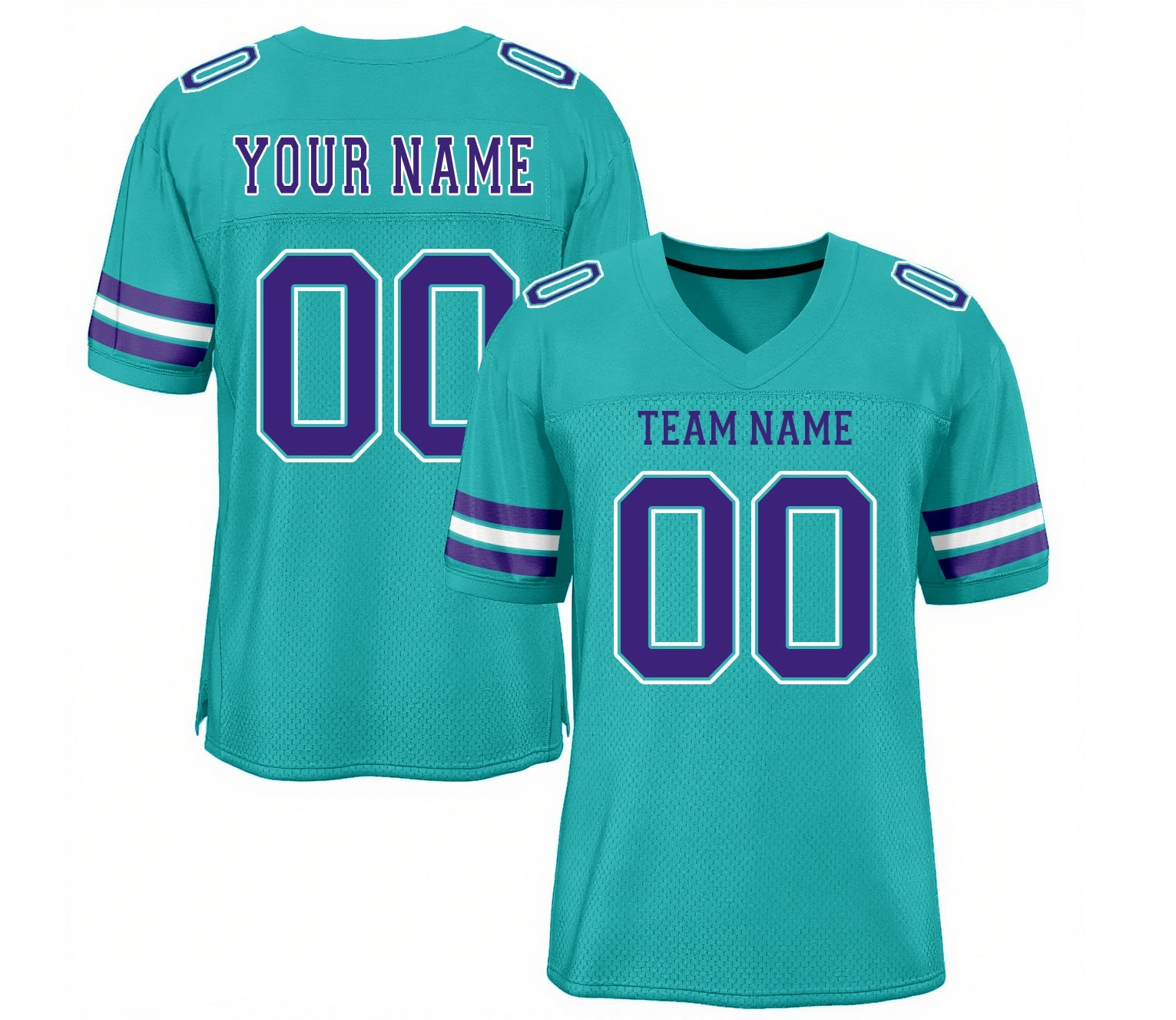 Custom Aqua Purple-White Mesh Classic Style Authentic Sports Football Jersey