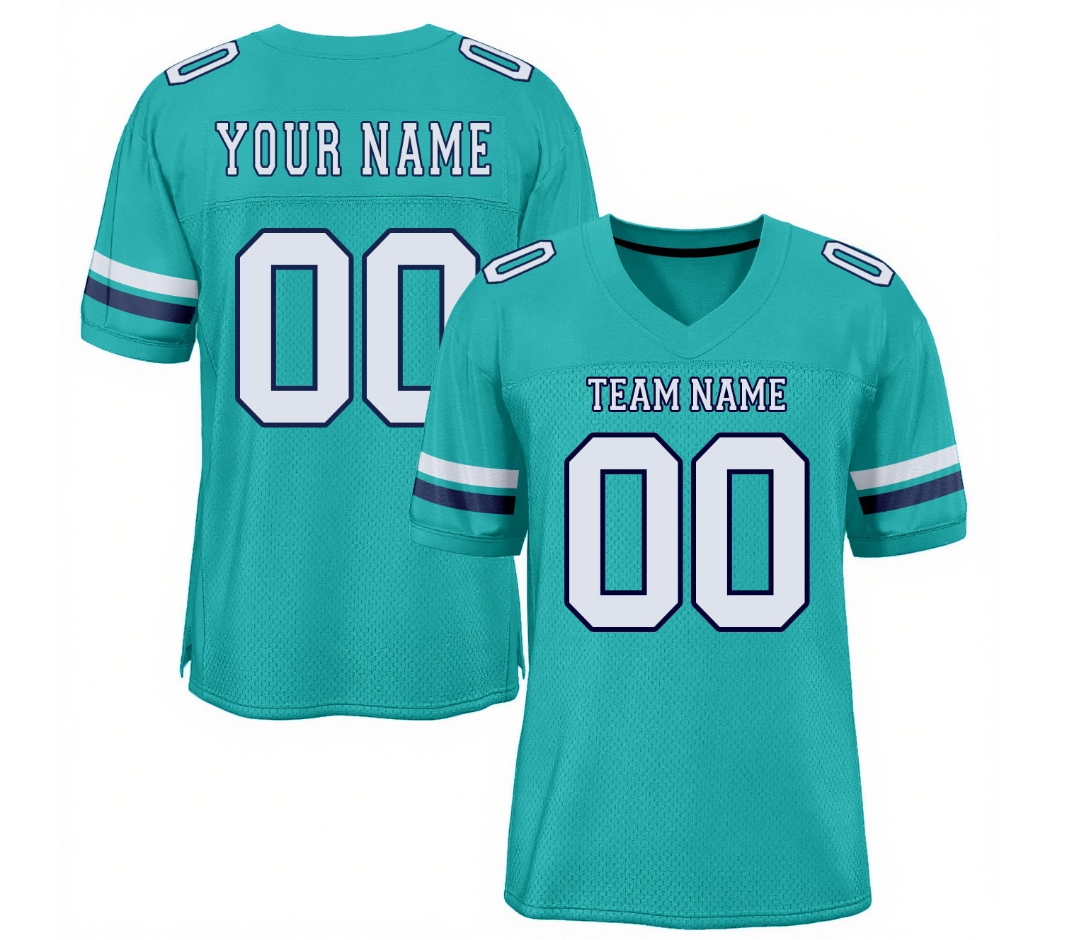 Custom Aqua White-Navy Mesh Classic Style Authentic Sports Football Jersey