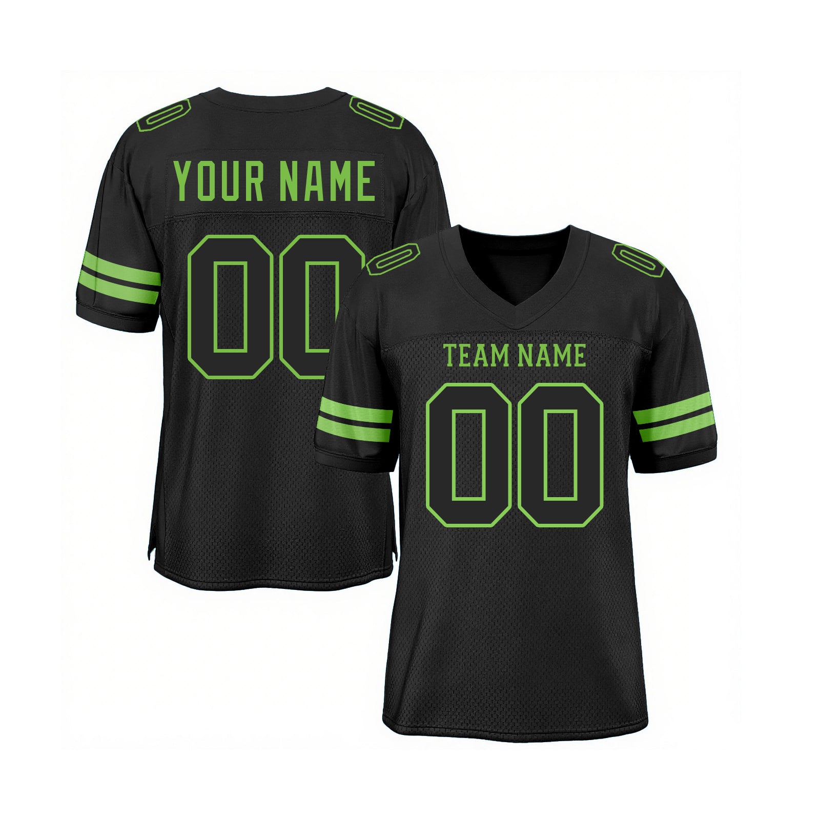 Custom Black Black-Neon Green Mesh Classic Style Authentic Sports Football Jersey