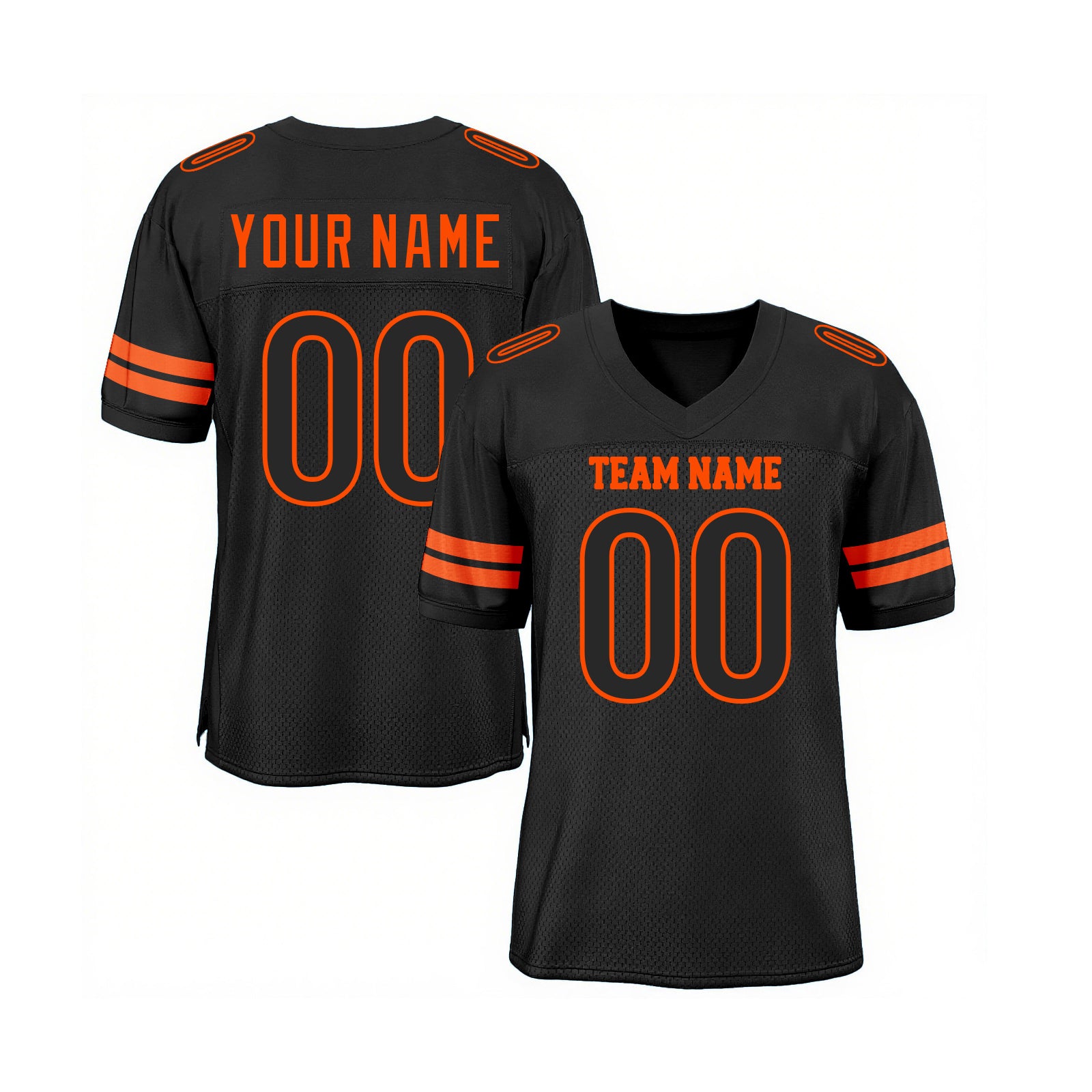 Custom Black Black-Orange Mesh Classic Style Authentic Sports Football Jersey