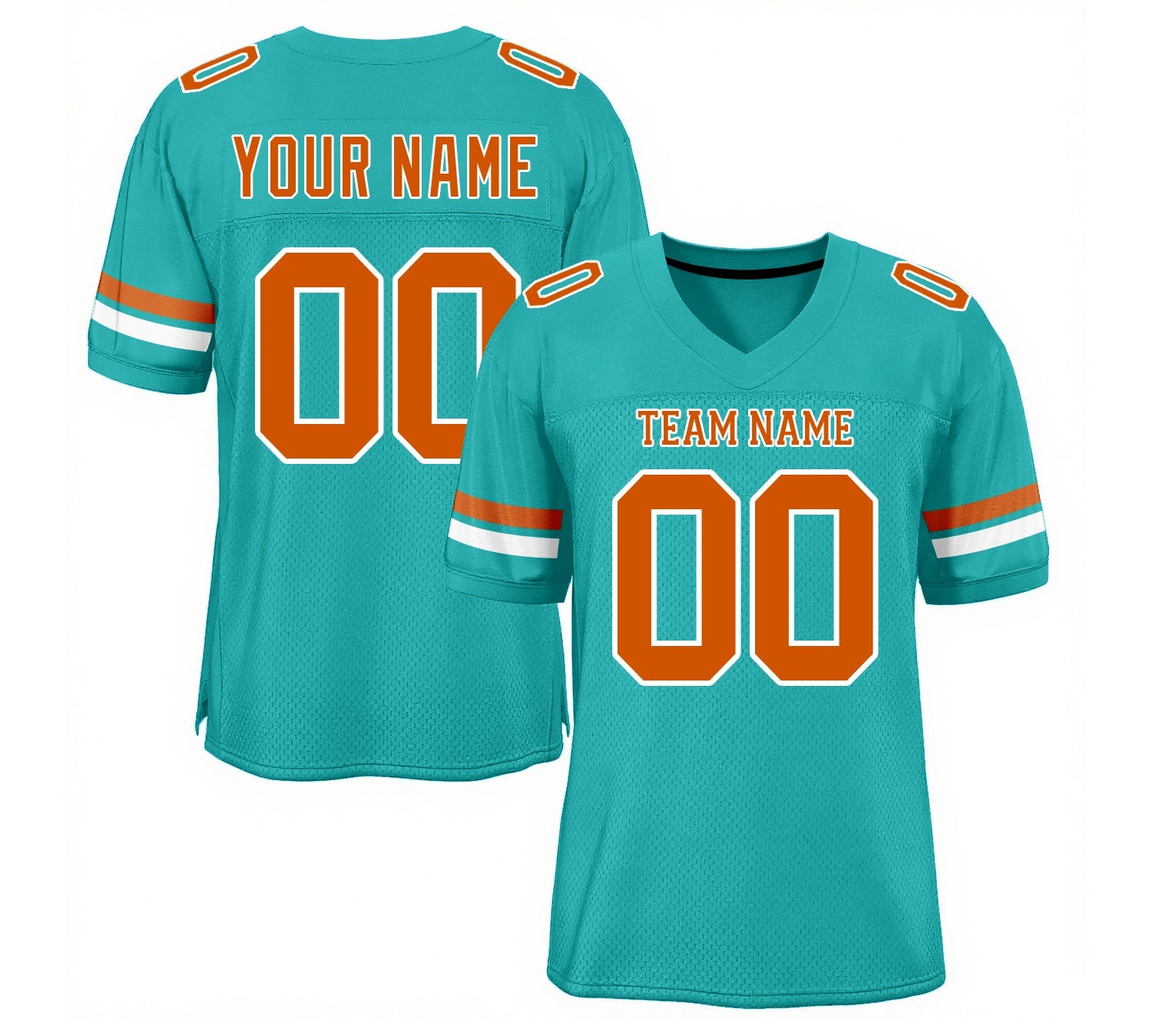 Custom Aqua Texas Orange-White Mesh Classic Style Authentic Sports Football Jersey