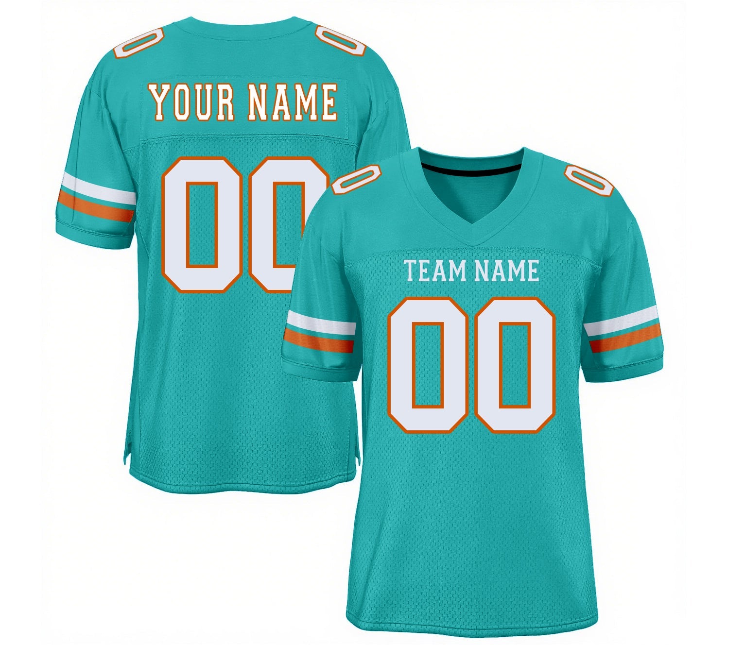 Custom Aqua White-Orange Mesh Classic Style Authentic Sports Football Jersey