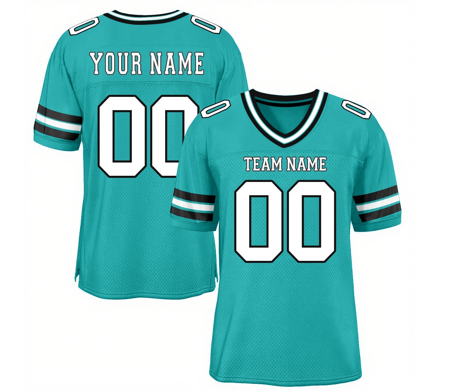 Custom Aqua White-Black Mesh Classic Style Authentic Sports Football Jersey