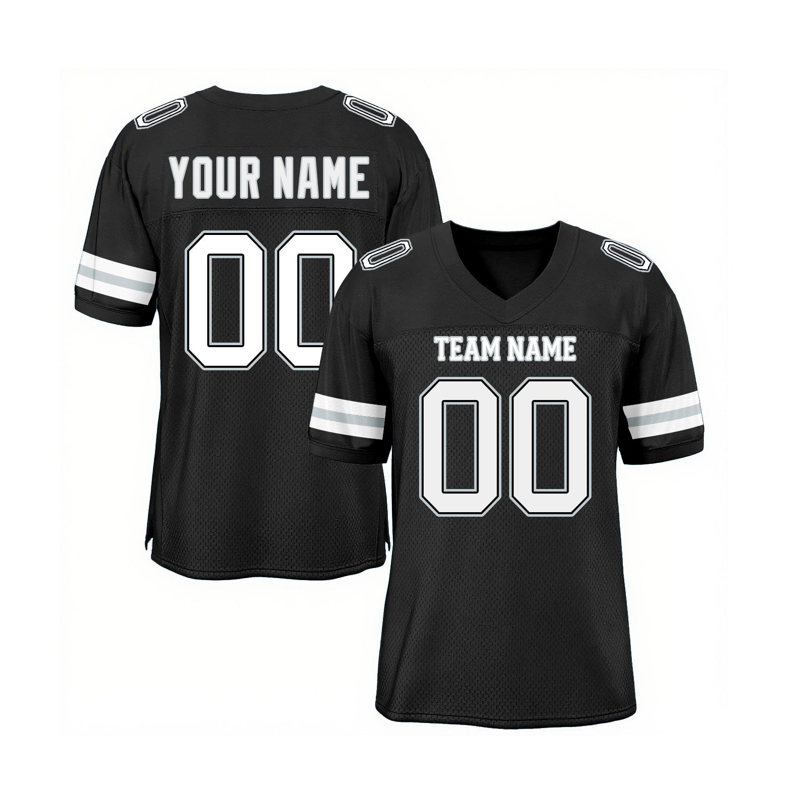 Custom Black White-Silver Mesh Classic Style Authentic Sports Football Jersey