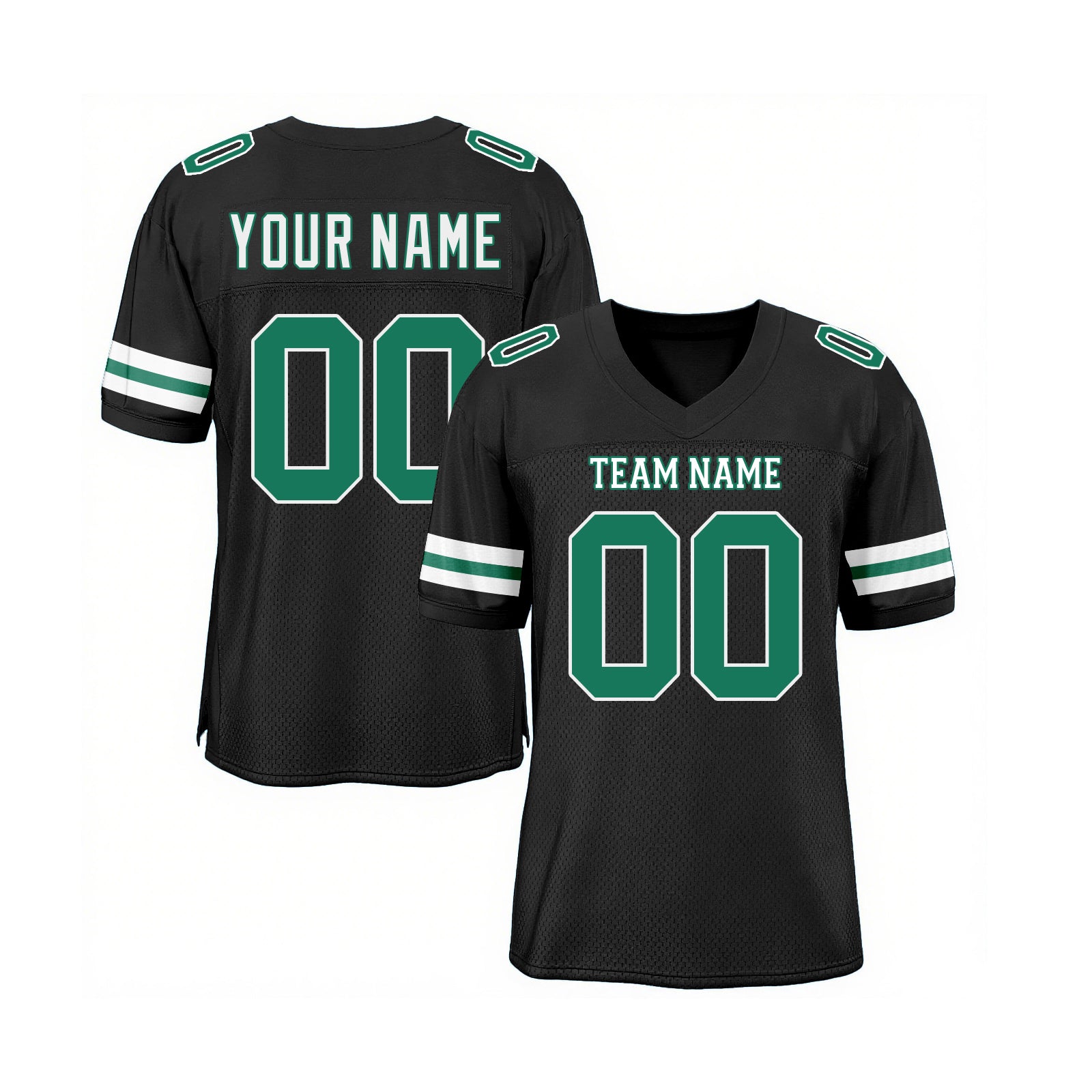 Custom Black Kelly Green-White Mesh Classic Style Authentic Sports Football Jersey