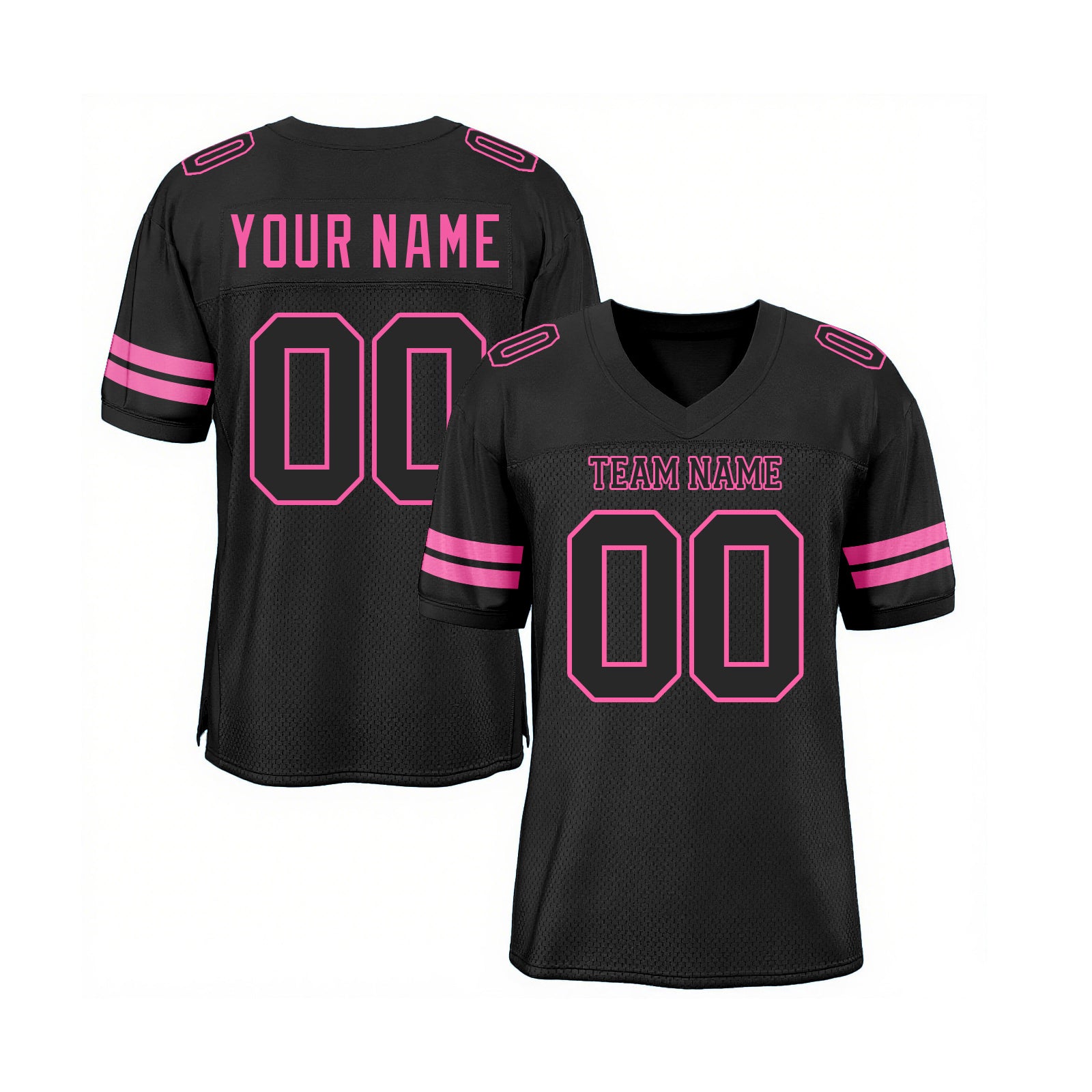 Custom Black Black-Pink Mesh Classic Style Authentic Sports Football Jersey