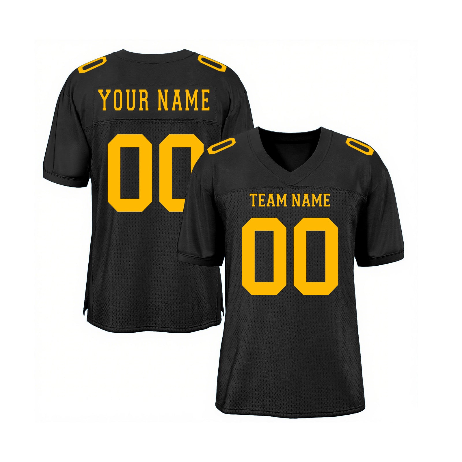 Custom Black Gold Mesh Classic Style Authentic Sports Football Jersey