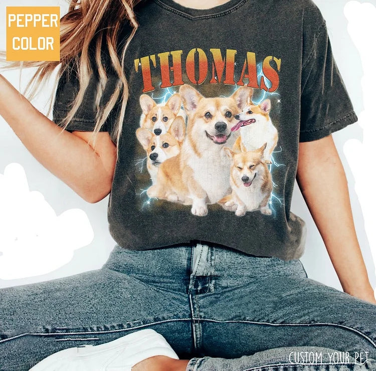 Custom Photo Pet Dog T-Shirt 90s Vintage Dog Shirt For Pet Lovers