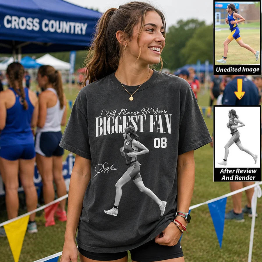 Custom "Biggest Fan" Player Photo T-Shirt – Personalized Name & Number