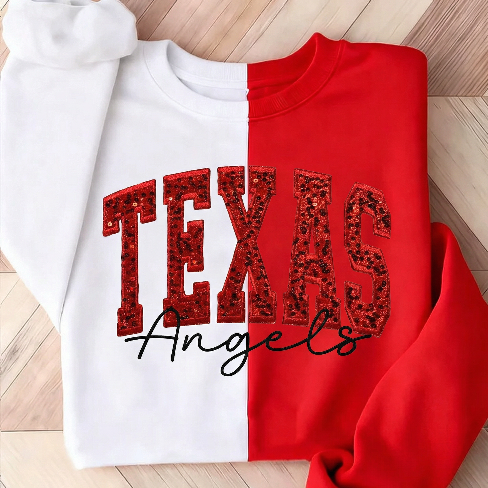 Custom Two Tone Sequin Name or Team Sweatshirt – Personalized Glitter Letters | Gifts for Sports Mom