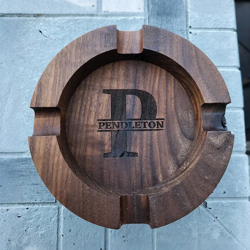 Personalized Name Walnut Cigar Ash Tray for Dad,Grandpa,Boyfriend,Friend