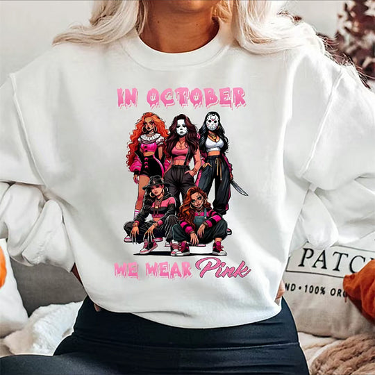 Halloween Vintage T-shirt - In october we wear pink | Halloween Gift