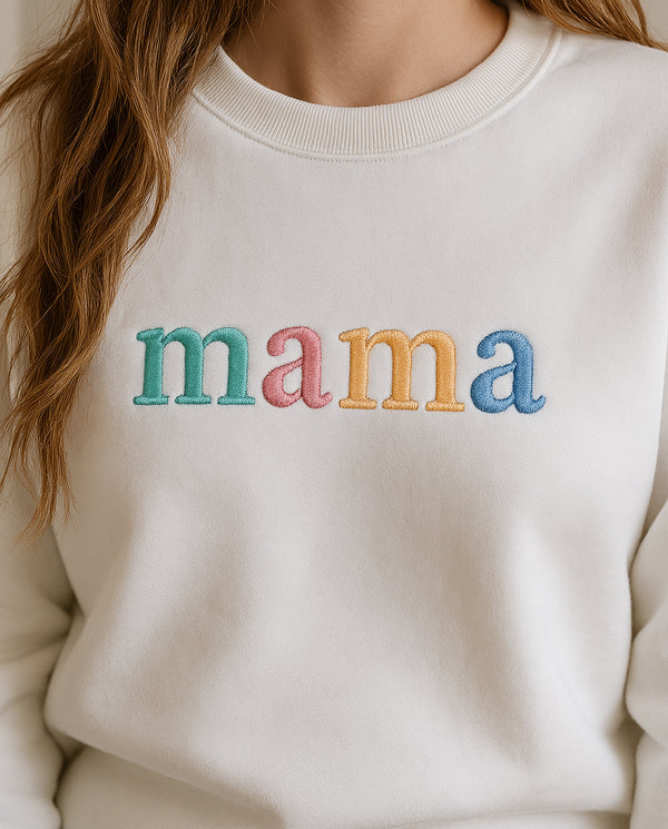 Personalized Pastel Mama Sweatshirt With Kids Names On Sleeve | Mother's Day Gift
