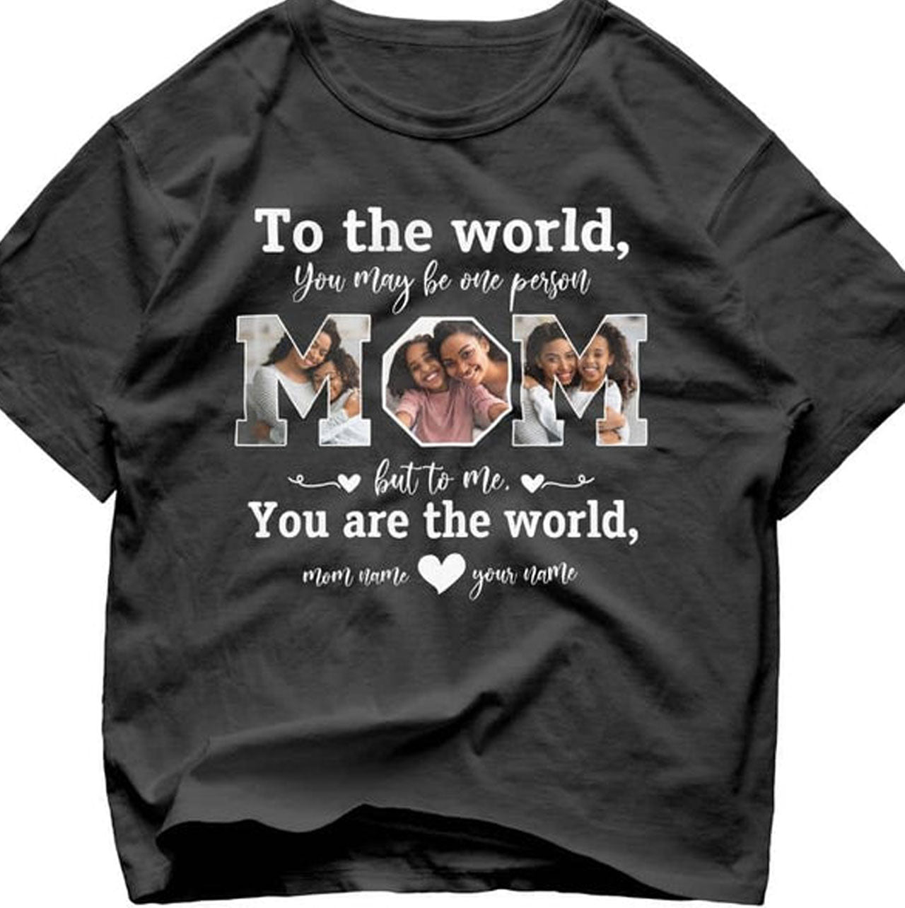 Custom Vintage Photo Mom Your are The World Tee, Personalized Mama T-shirt Gift for Mother's Day