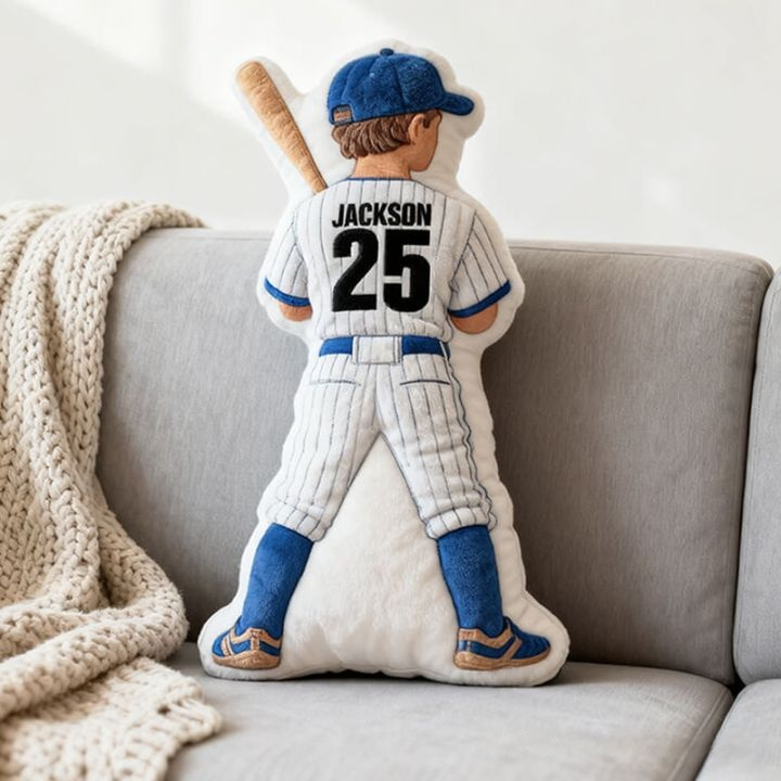 Personalized Baseball Lover's Pillow with Custom Jersey Details Name and Number