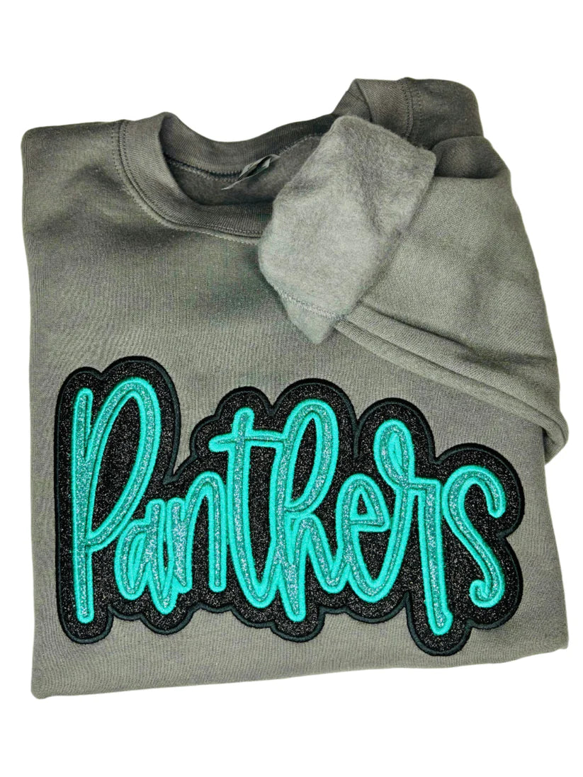 Custom Double Stack Glitter Embroidered Team Sweatshirt Hoodie T-shirt, Sports Mom Tshirt