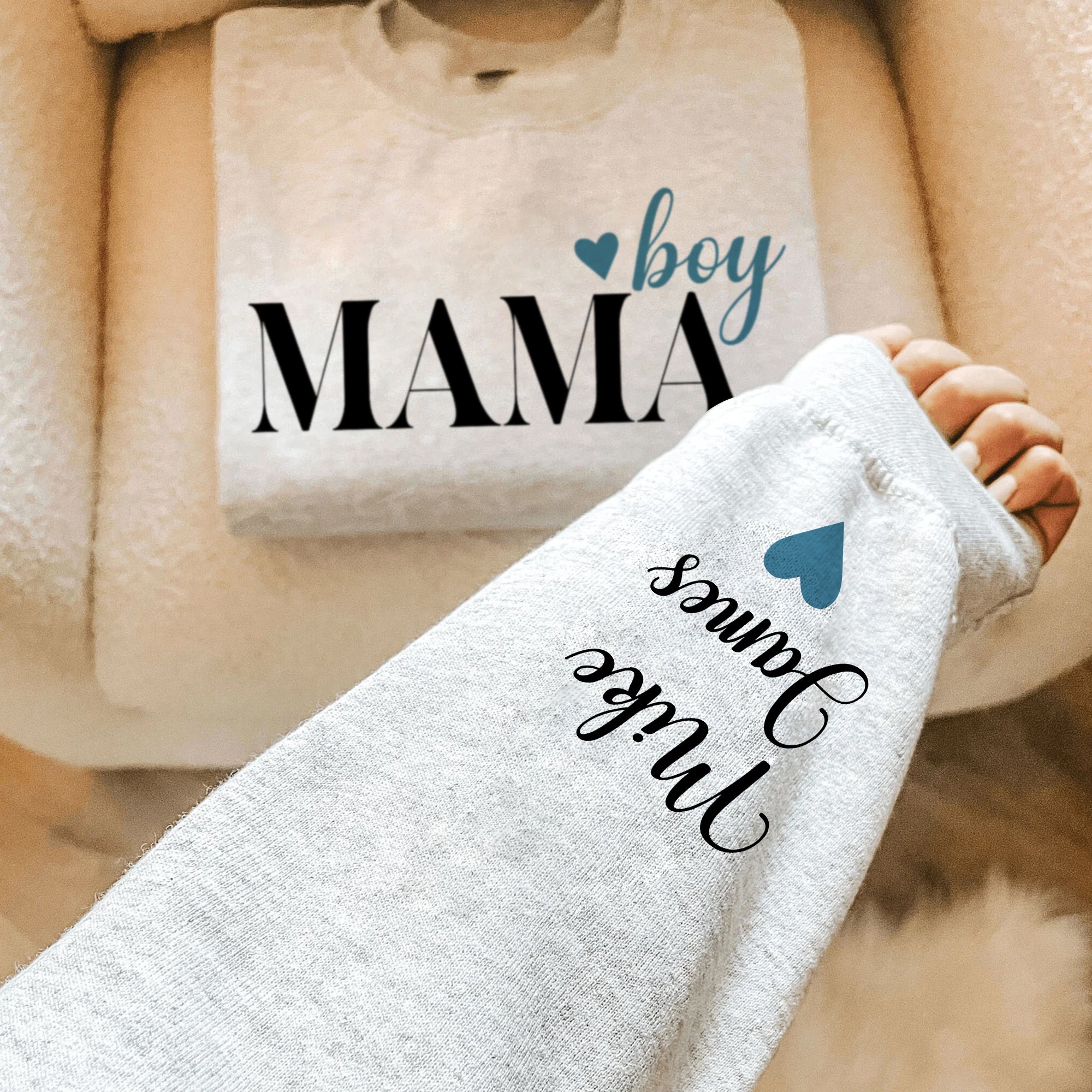 Personalised Boys MAMA T-shirt&Sweatshirt, Custom Hoodies for Boys Mom