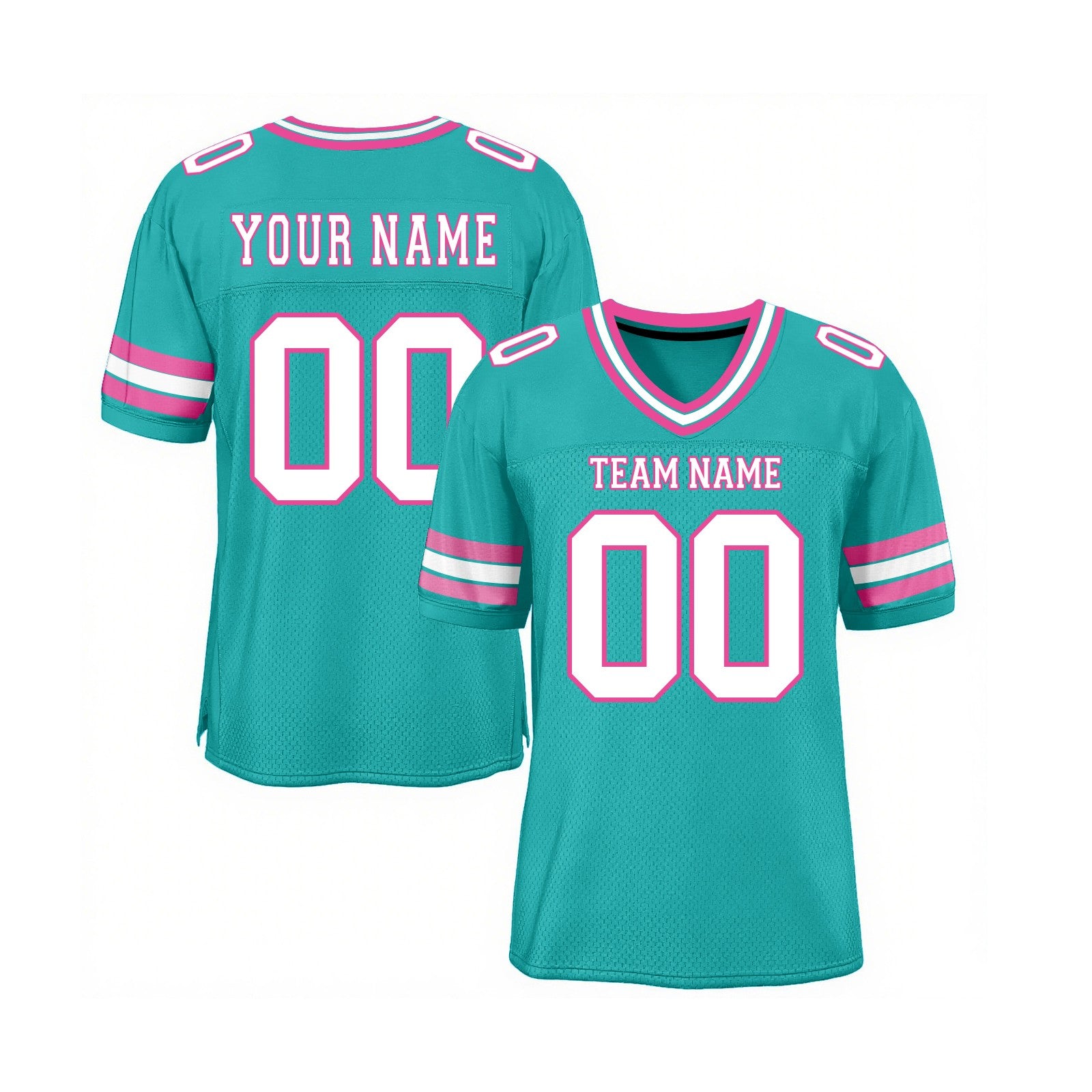 Custom Aqua White-Pink Mesh Classic Style Authentic Sports Football Jersey