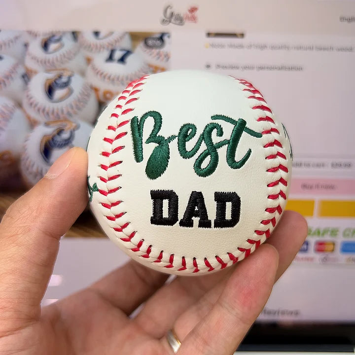 Custom Embroidered Father's Day Baseball & Softball with Kid's Name, Gift for Dad