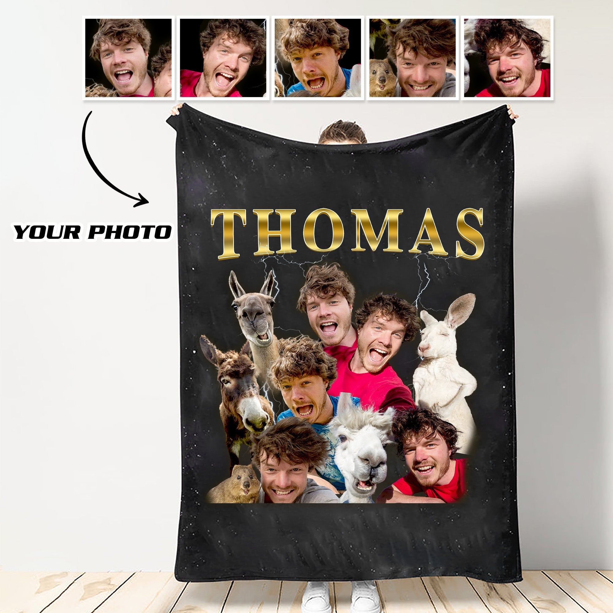 Custom Personalized Photo Vintage Blanket For Baby